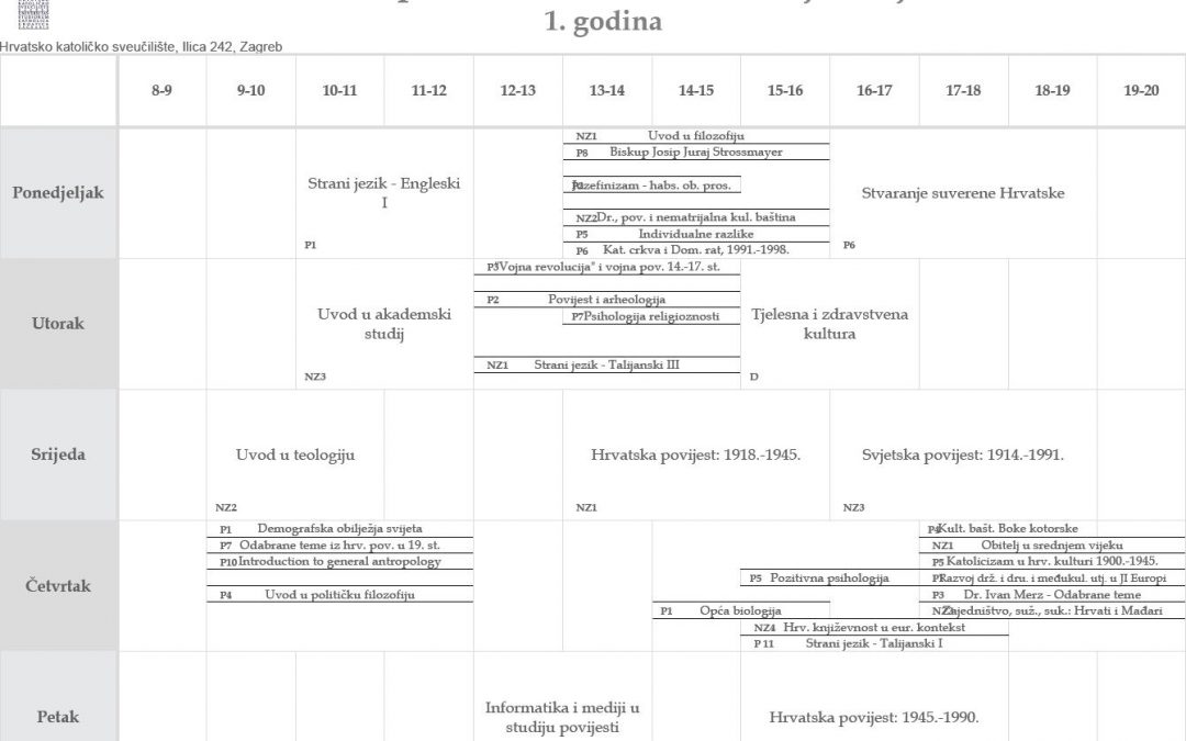 Objavljen raspored predavanja za zimski semestar ak. g. 2018./2019.