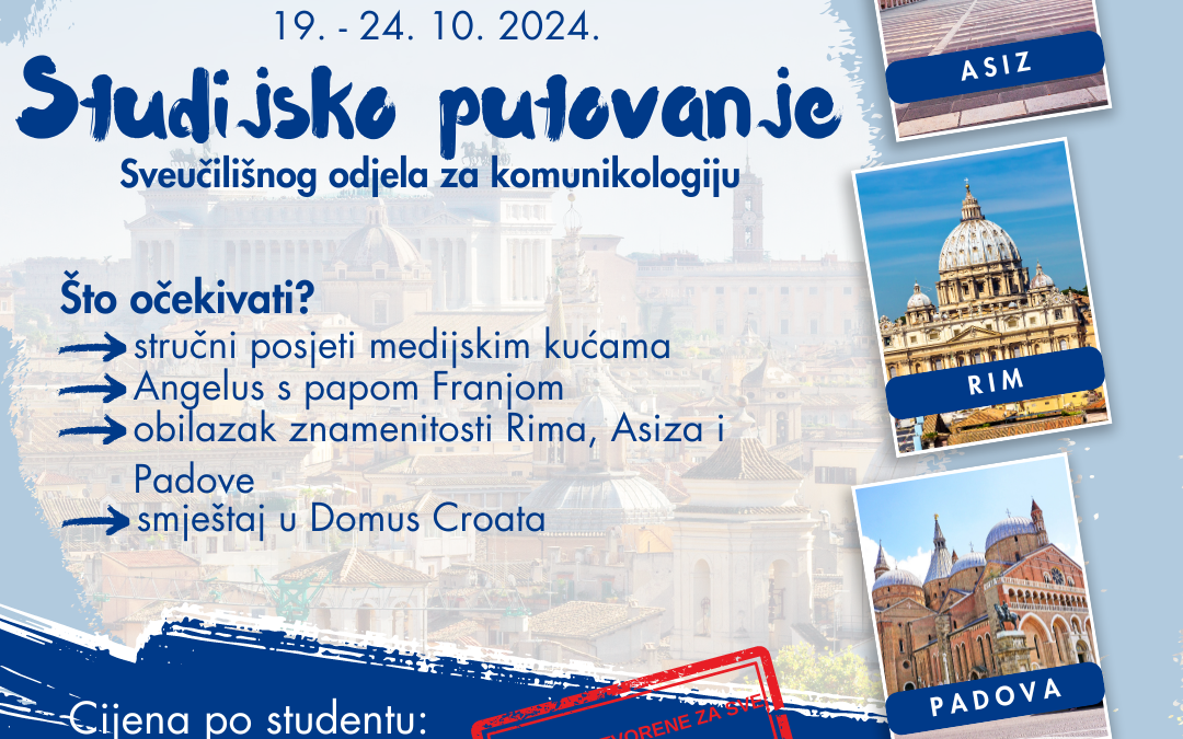 Otvorene prijave za studijsko putovanje studenata, nastavnika i djelatnika HKS-a u Rim!